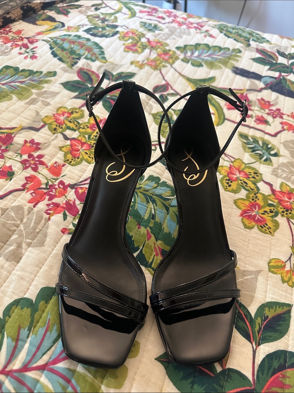 Sam Edelman Patent Leather Minimalist Ankle Strap Heels - Picture 2 of 7